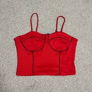 Red crop tank top